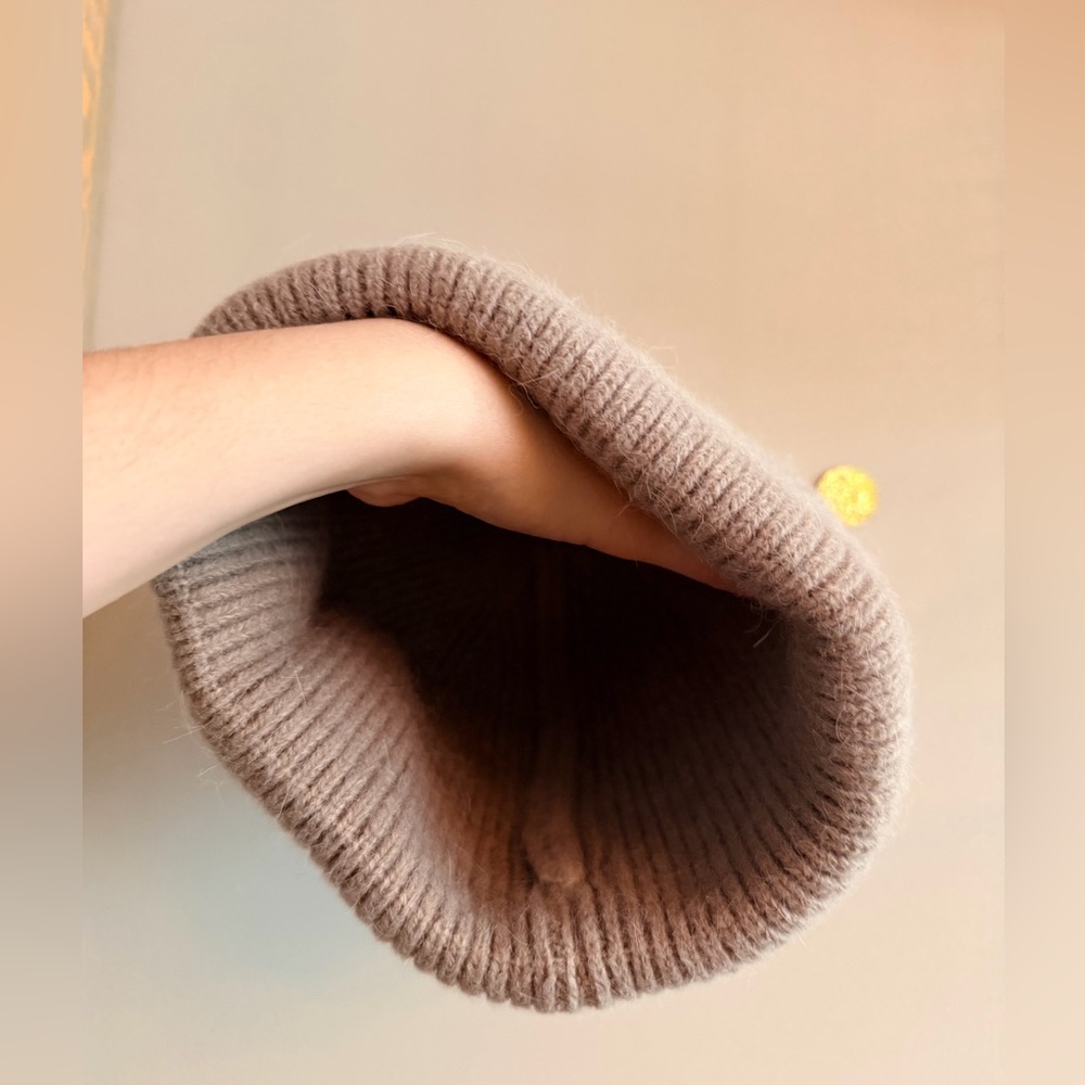 Tan Rabbit Fur Knitted Hat - Picture 5 of 6